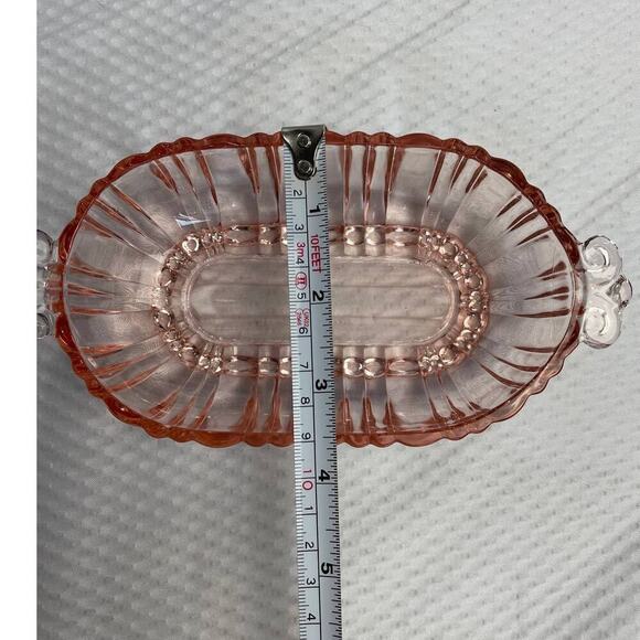Oval Mini Pink Glass Candy Relish Dish - Picture 4 of 5